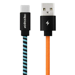 Type C fast charging cable in orange & blue