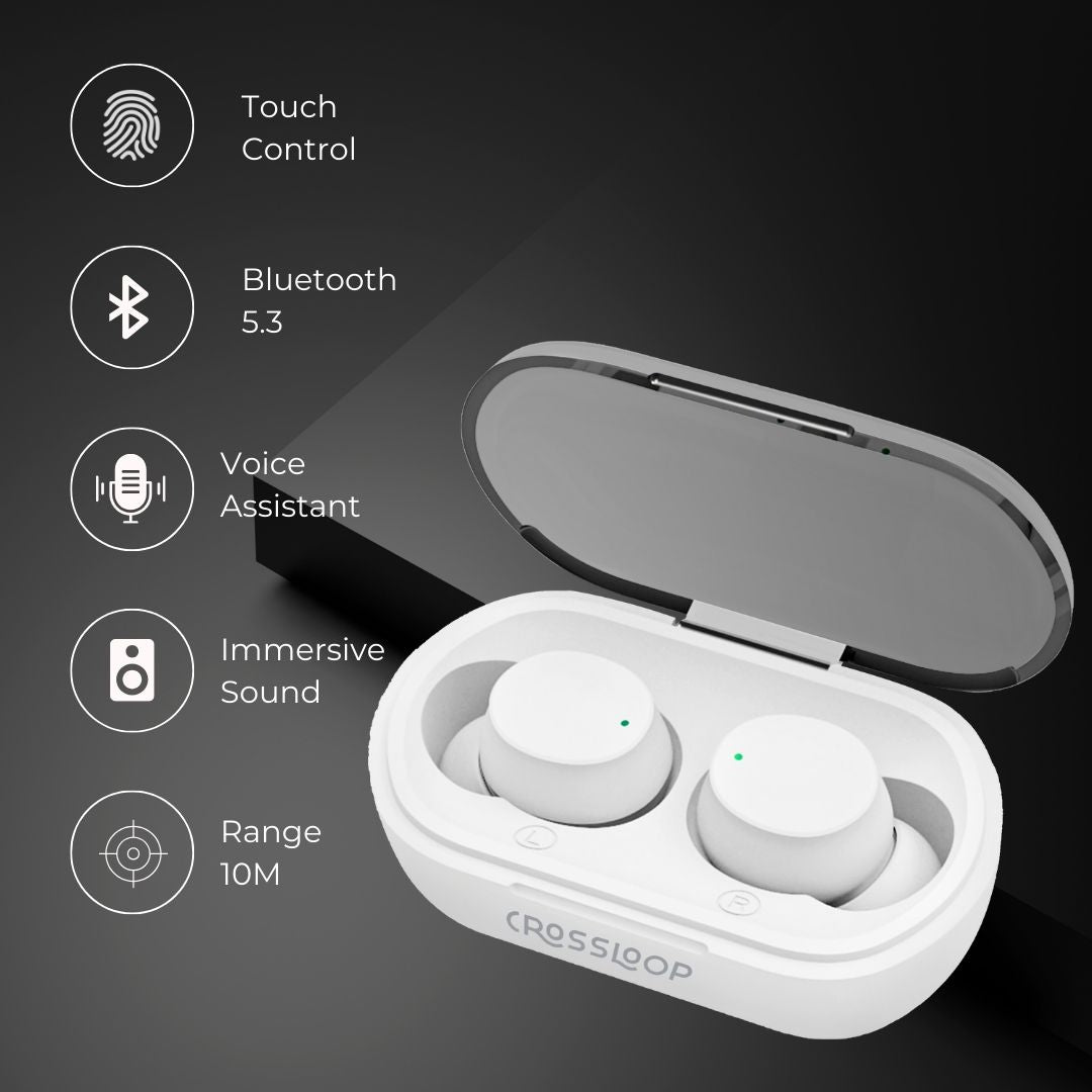 Crossloop Bliss Podz True Wireless EarPods - White