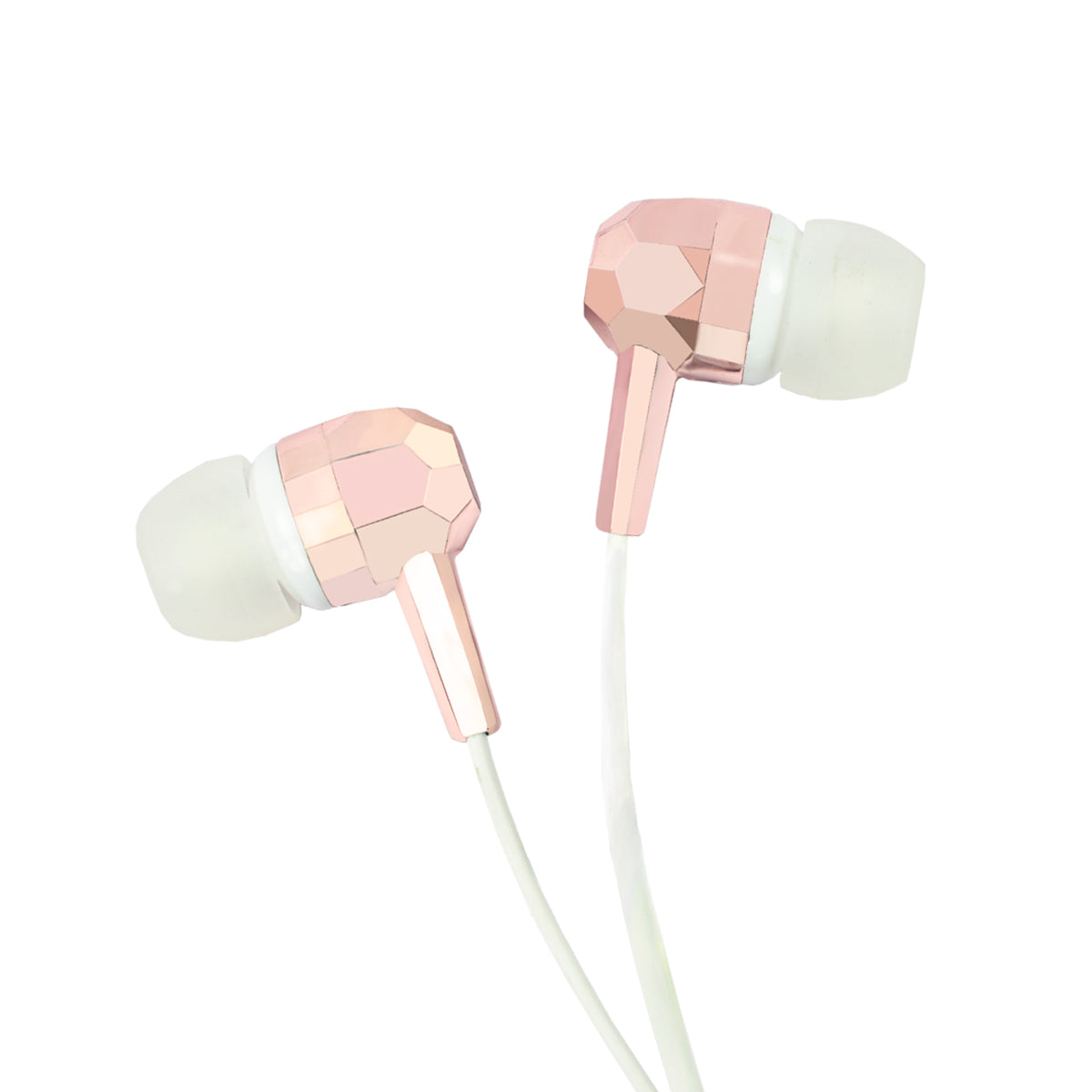 Crossloop Wired Earphones In White & Rose Gold