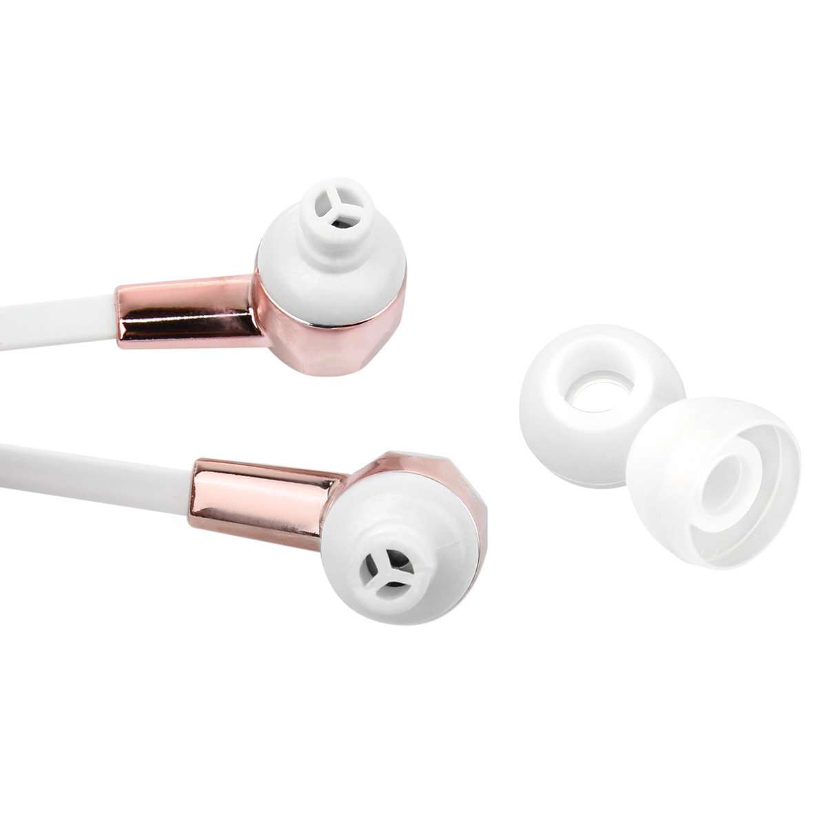 Crossloop Wired Earphones In White & Rose Gold