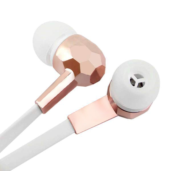 Crossloop Wired Earphones In White & Rose Gold