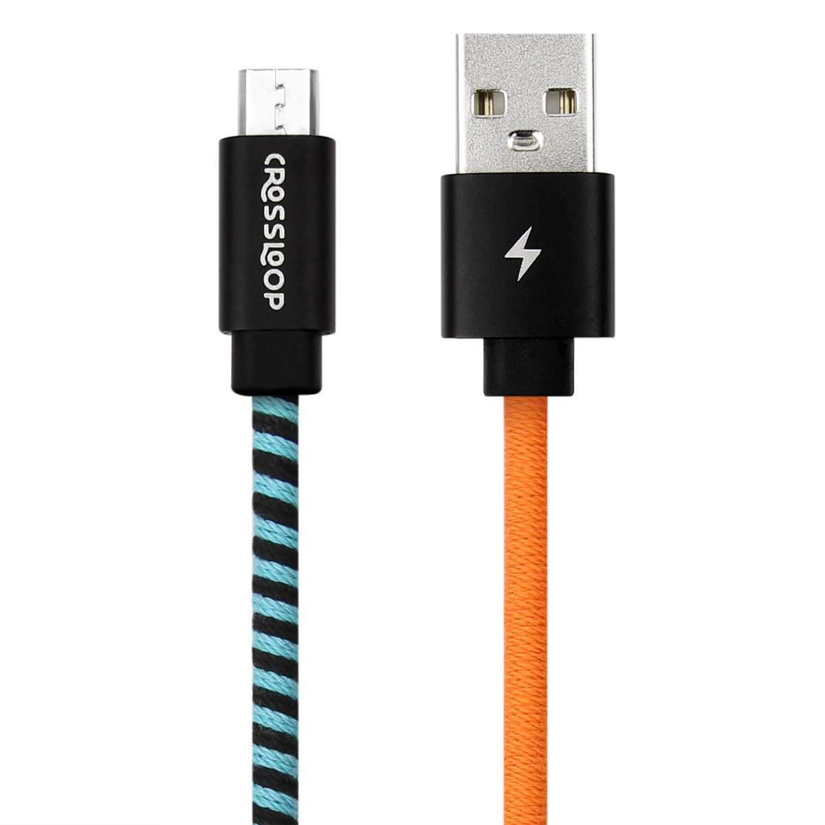 Micro USB fast charging cable in orange & blue