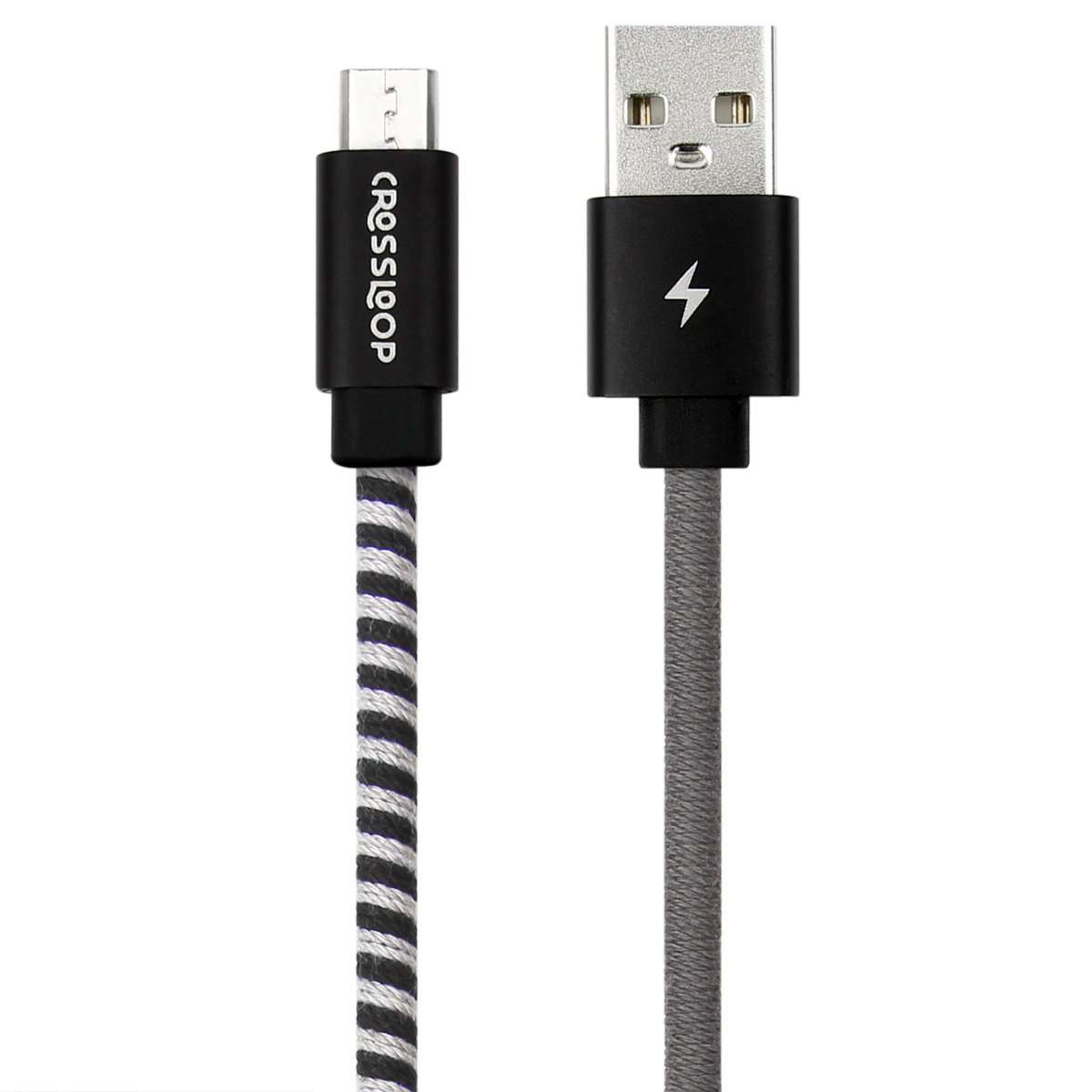 Micro USB fast charging cable in black & grey