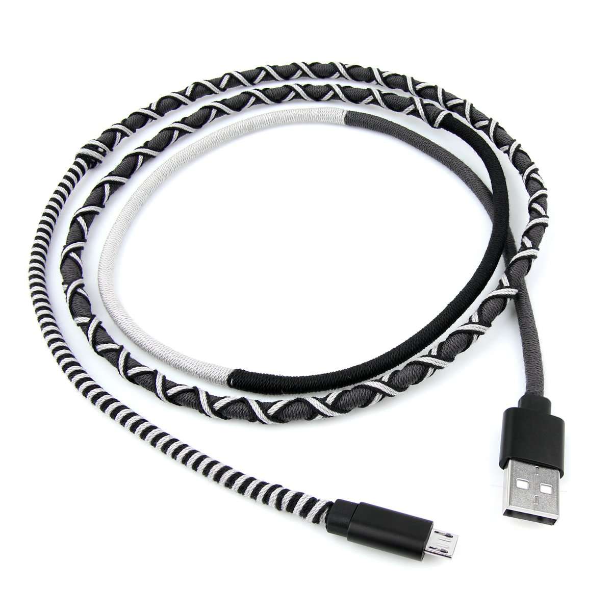 Black & grey color tangle free fast charging cable by crossloop