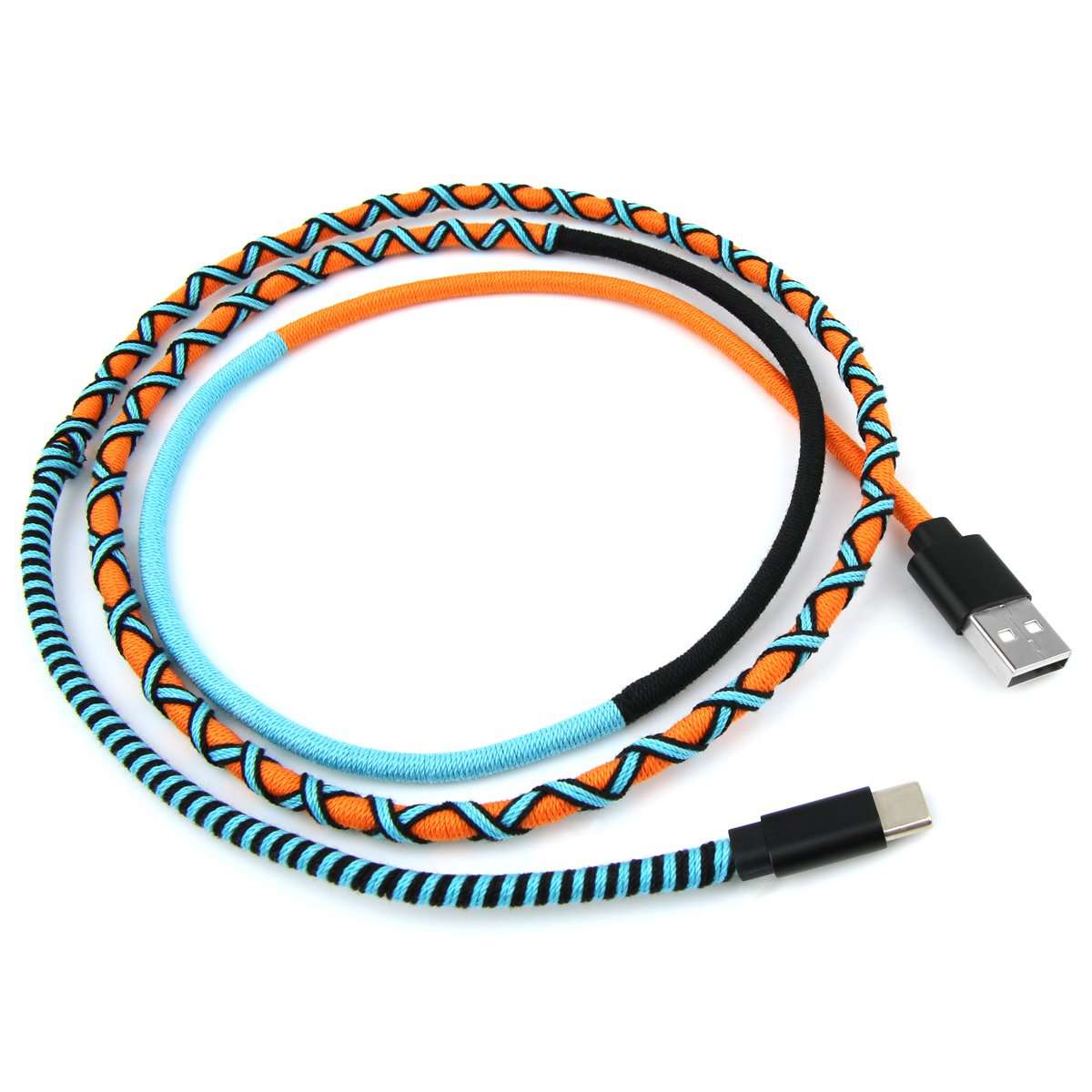 Orange & blue color tangle free fast charging cable by crossloop