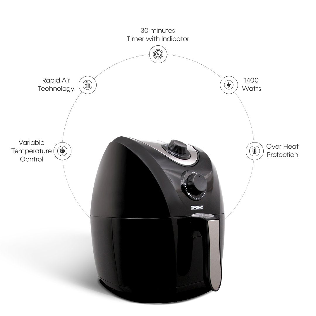 TEXET 3.2 L Analog Air Fryer with Rapid Air Technology