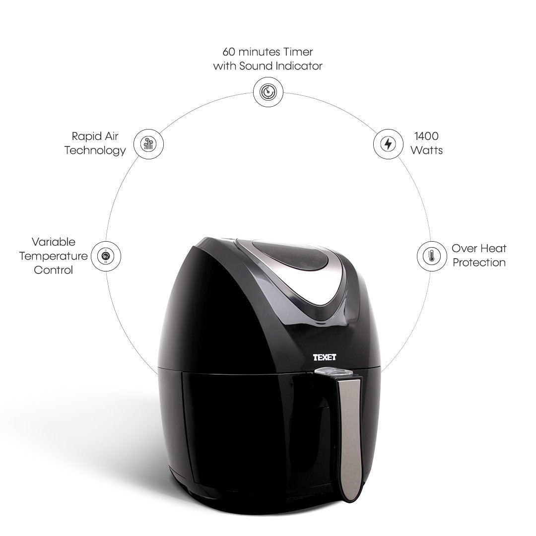 TEXET 3.2 L Digital Air Fryer with Rapid Air Technology