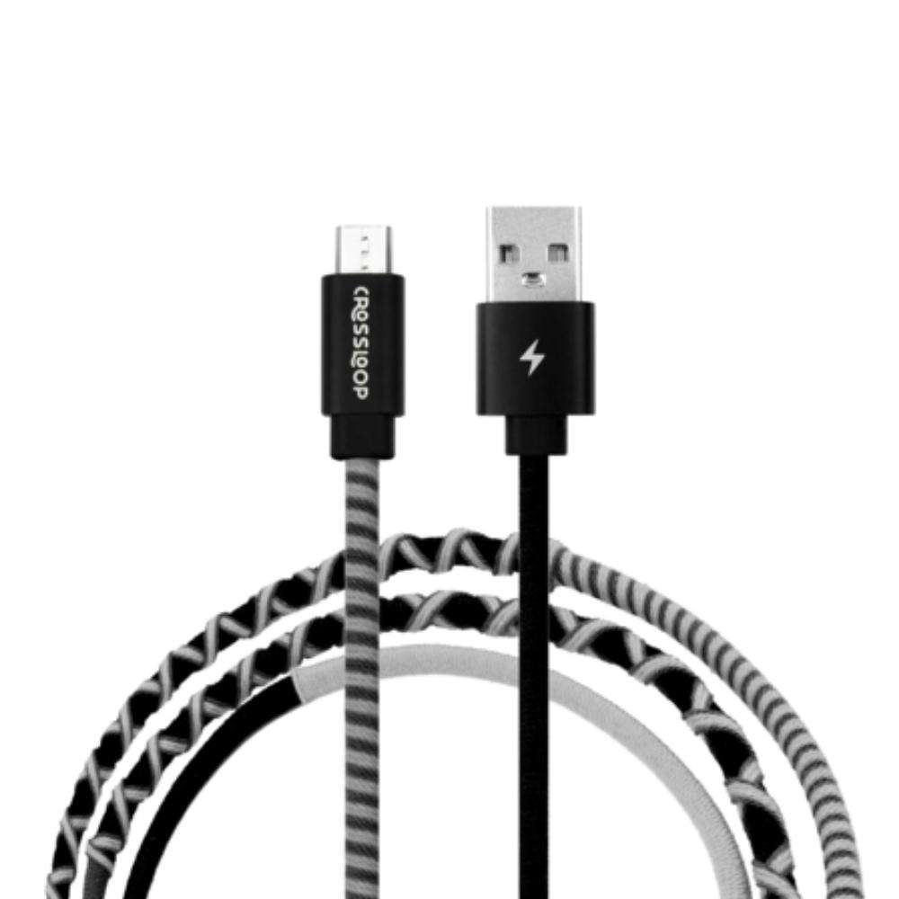 Crossloop fast charging Micro USB cable in black & grey