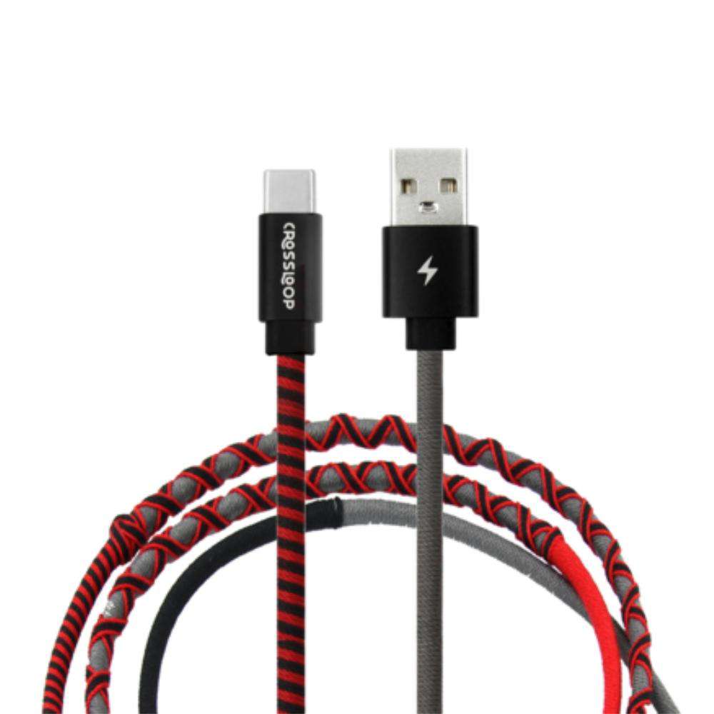 Crossloop fast charging Type C cable in red & black