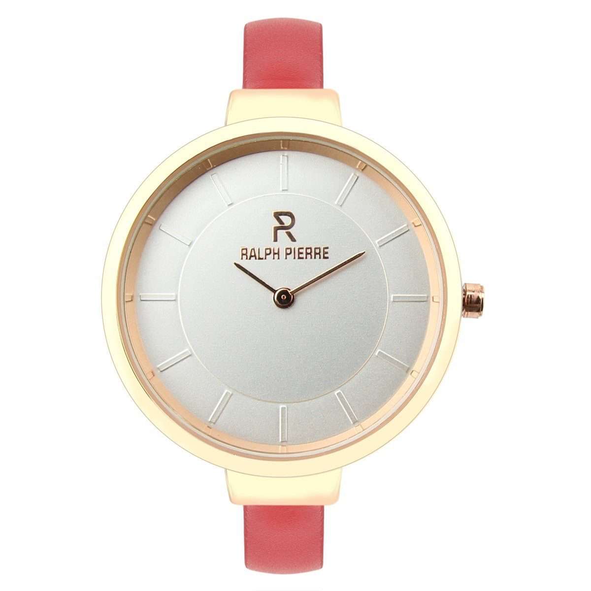 Ralph Pierre Sublime Blush Analog Watch With White Dial & Red Strap 