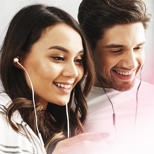 Crossloop Wired Earphones In White & Rose Gold